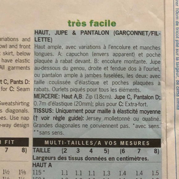 Butterick Sewing pattern 6729 Childrens sweatshirt hoodie skirt pants sz 6 7 8 - Picture 7 of 8